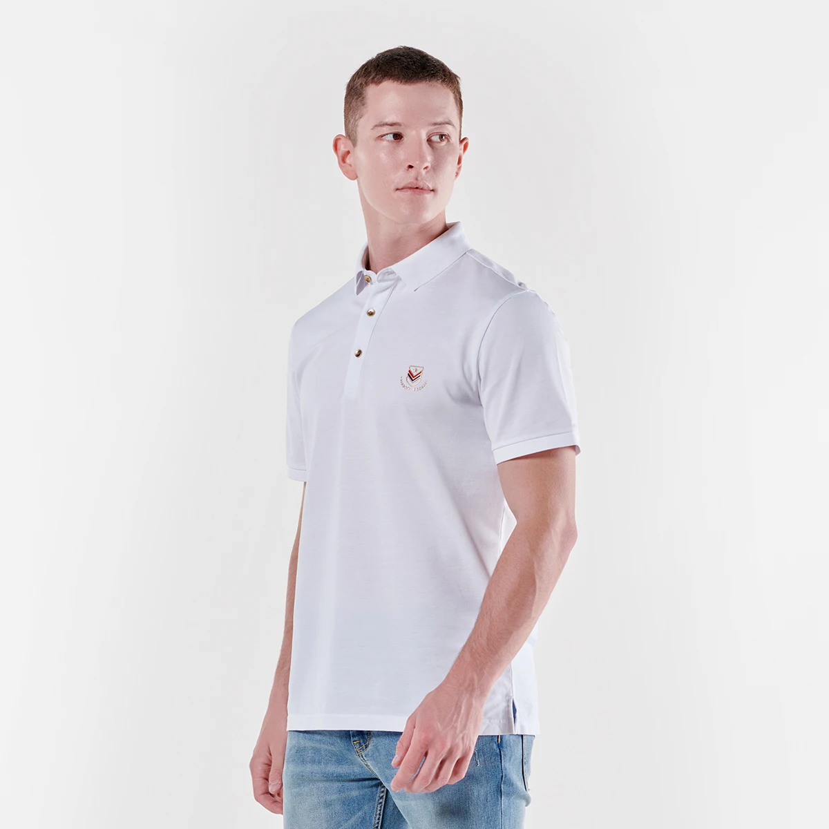 Мужская хлопковая футболка-поло с принтом коротким рукавом