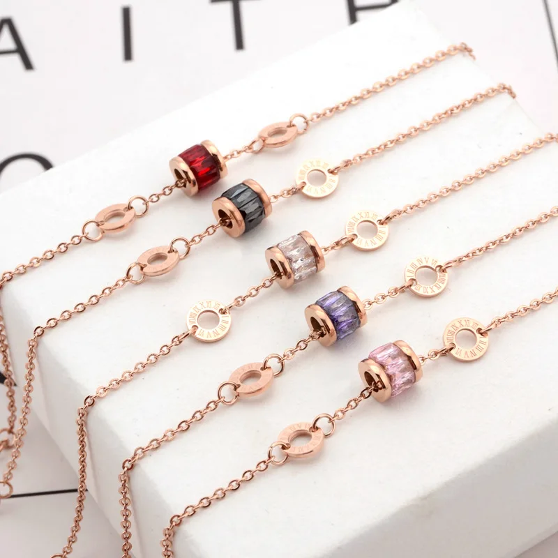 Красочные транспортные бусины браслет из титановой стали цепочка с цирконом