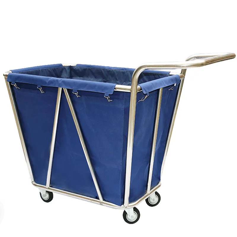 

Hotel linen trolley stainless steel laundry trolley for hotel room uses