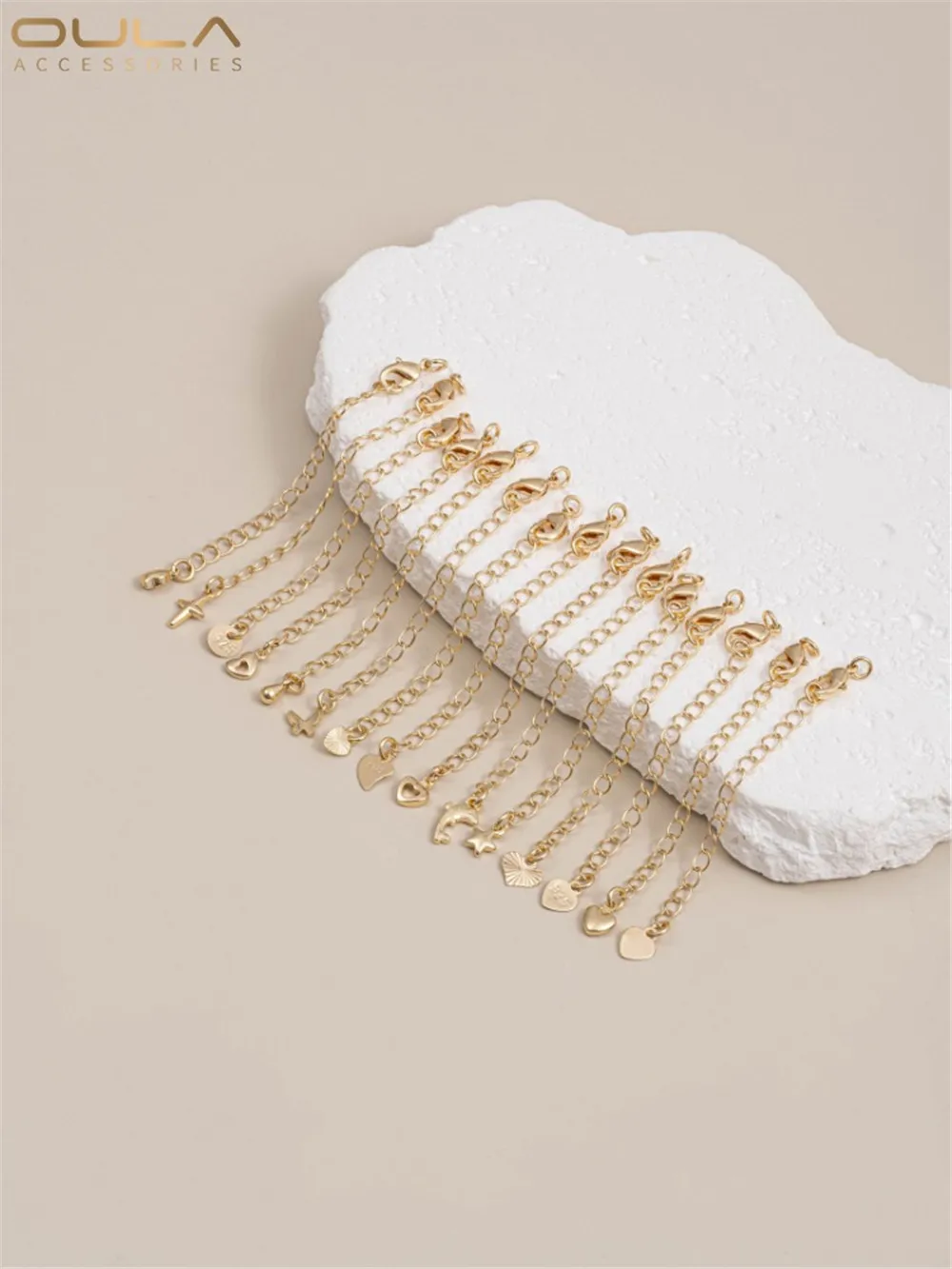 Цепочка-карабин с застежкой-карабином и золотом 14 к