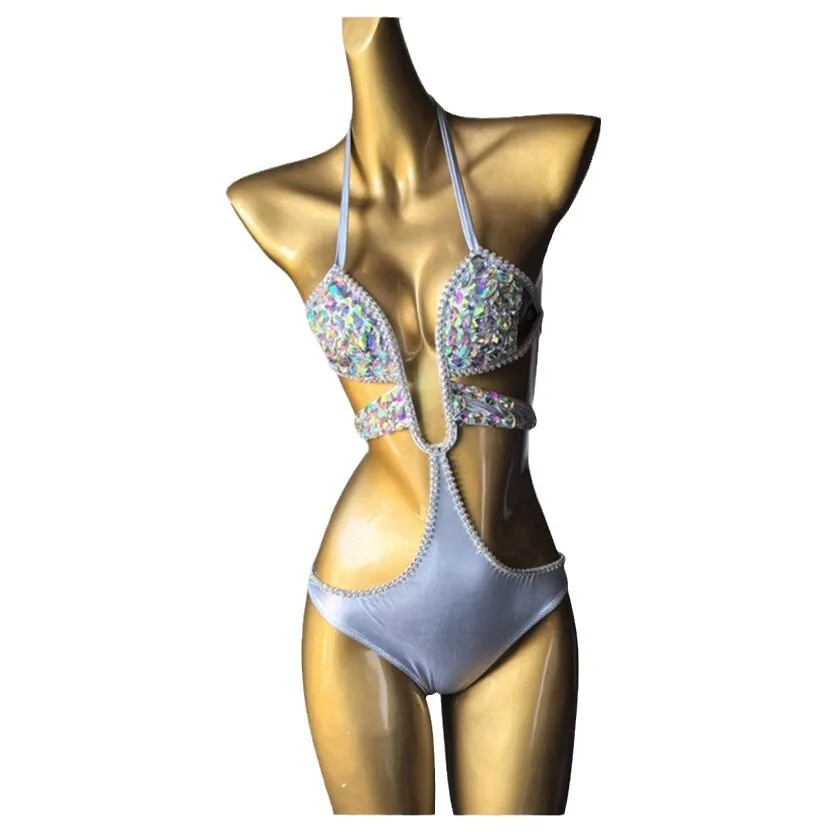 Цельный купальник бикини для ночного клуба 2025 года сшитый вручную цепочкой