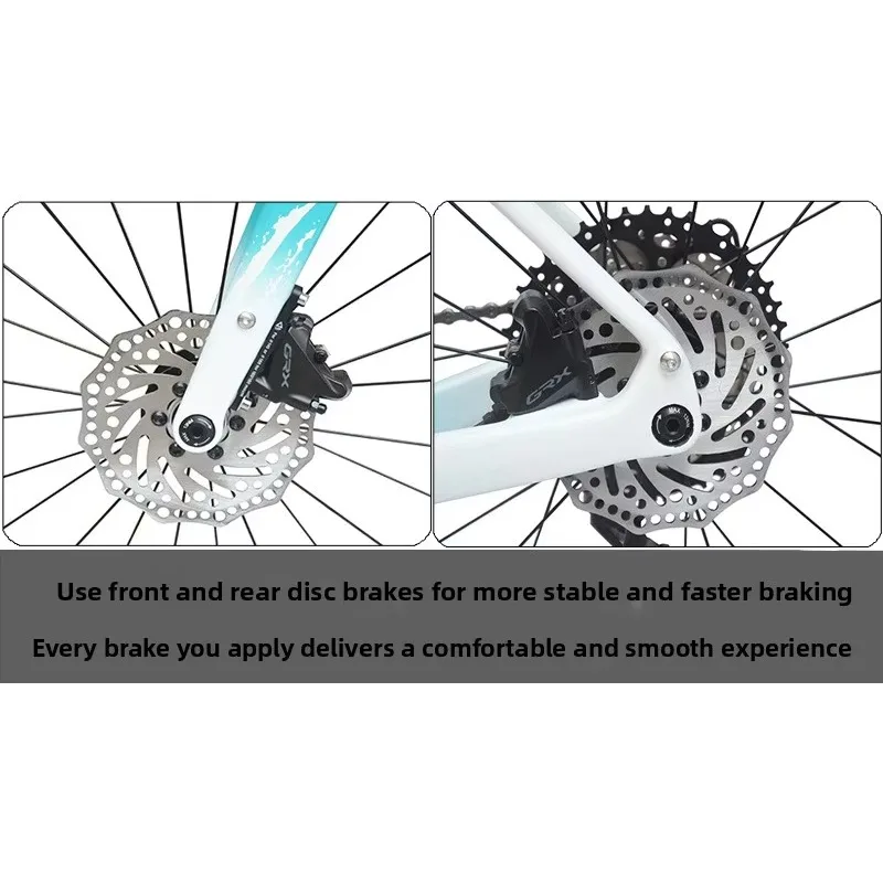 Фото Велосипед Haluada Gravel Road Bike 700X40C, карбоновый, с полностью скрытой внутренней проводкой тросов, 10-скоростной, с двойными дисковыми тормозами №5