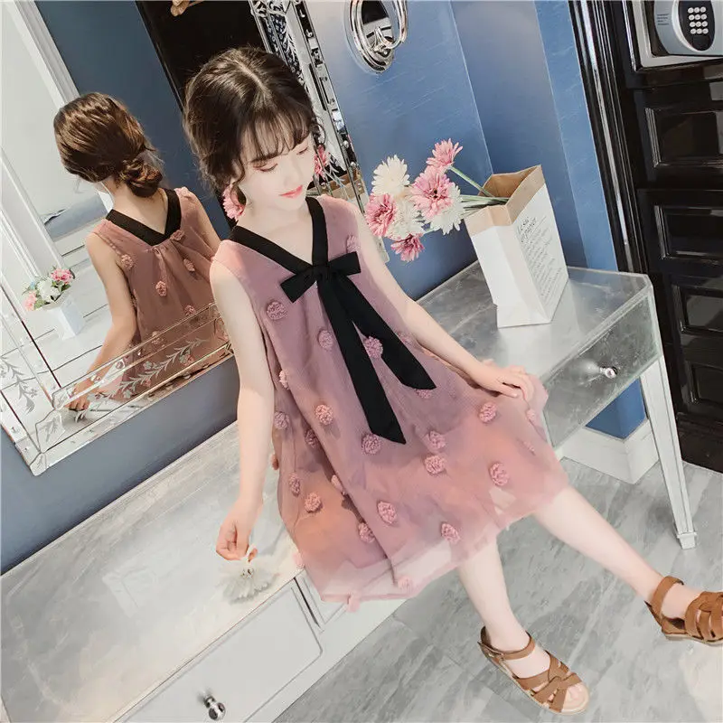 

Новинка 2022, летнее платье, детская одежда для девочек, модное Сетчатое платье для девочек, платья для девочек