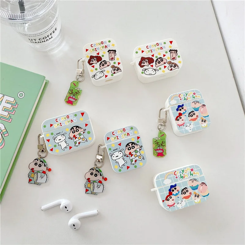 

Crayon Xiaoxin AirPods Cute Headphone Protective Case Anime Xiaobai Suitable for AirPods 1 2/3/Pro Lattice Anti-fall Soft Shell