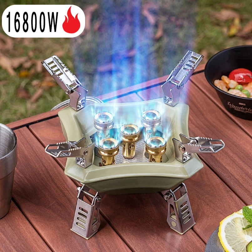 

16800W High Power Camping Gas Stove Portable Windproof Tactical Stove Strong Fire Burner Outdoor Tourist Gas Stove Cooker Heater