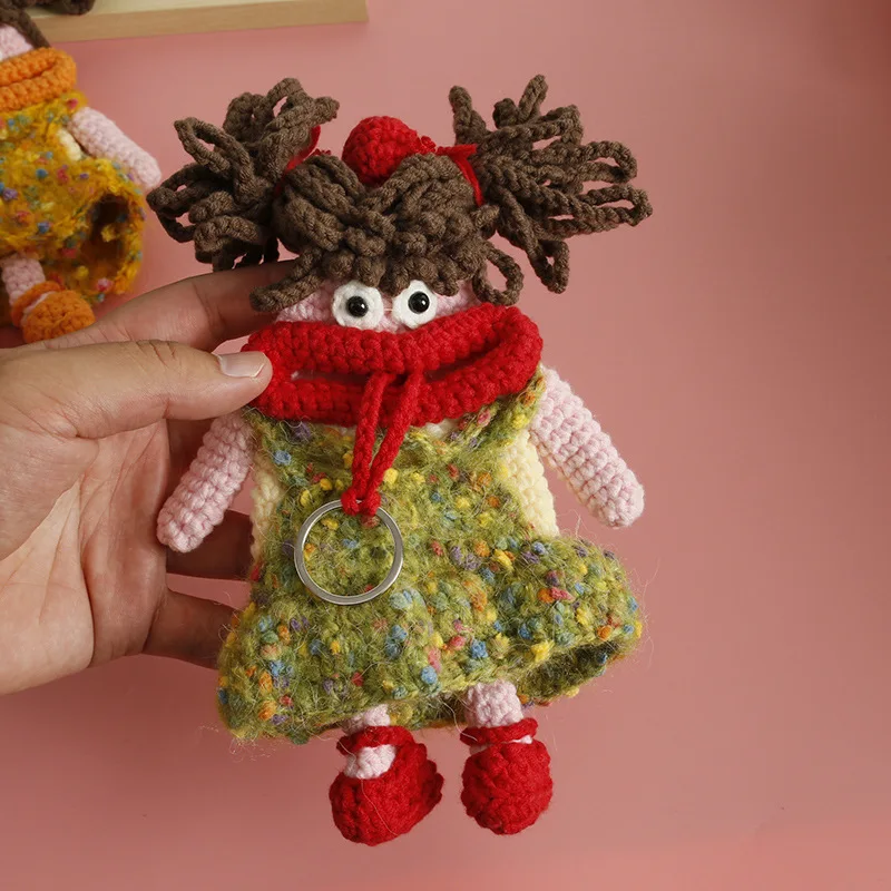 Милая искусственная кукла для рукоделия вязаная сумка хранения наушников