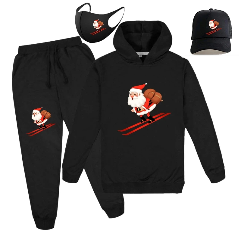 

4-Piece Christmas Dress Kids' Sweater Girls' Hoodie Set Boys' Personality Sweater Kids' Girls' Dress baby girl clothes