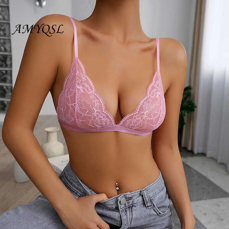 

AMYQSL Ultra-Thin Lace Underwear Transparent Bbra Sexy Backless Gathering Bra Breathable Comfortable Ladies Underwear