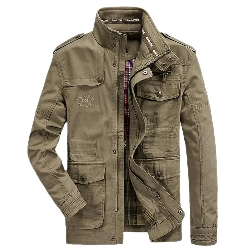 

Men's Spring And Autumn Two Season Cotton Outdoor Multi-pockets Large Yards Long Military Chakta Wearable New Men's Jacket Casua