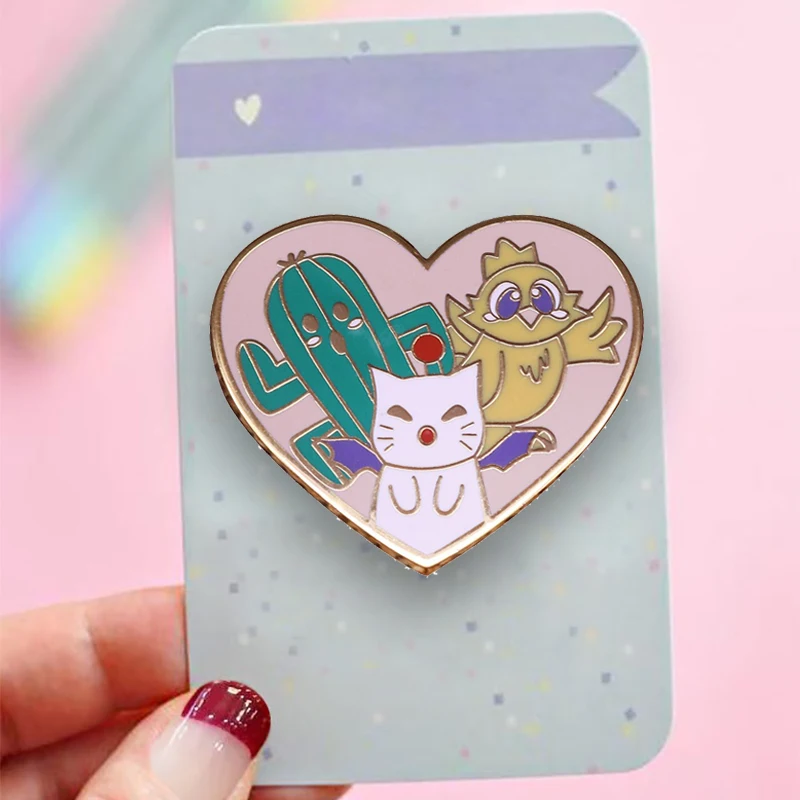 

Japanese Game Zui Final Fantasy Brooch Cactus Chocobo Moguli Badge Magic Power Enamel Pin Clothes Accessories Popular Jewelry