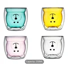 Стеклянная чашка с двойными стенками, симпатичный медведь, кошка, животное, стеклянная кружка с двойными стенками, термостойкая стеклянная кружка для молока, кофейная чашка, рождественский подарок