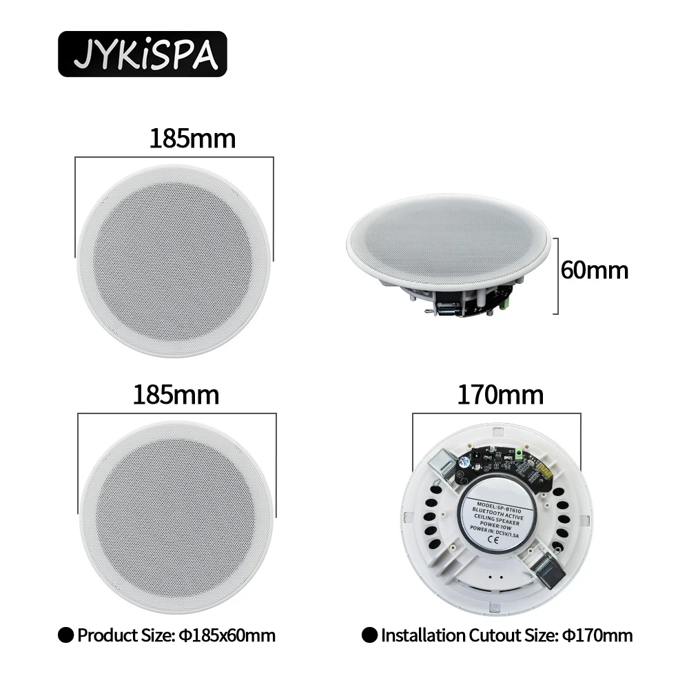 black new 6 inch bluetooth in-wall compatible ceiling speaker active home theater speaker Wireless Bluetooth-compatible Speaker enlarge
