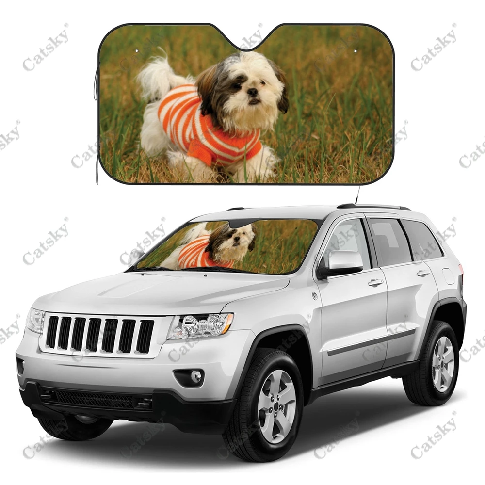 Shih Tzu автомобильный солнцезащитный козырек для собак, аксессуары для интерьера, складной солнцезащитный козырек с УФ-рисунком, подарок, козырек от солнца