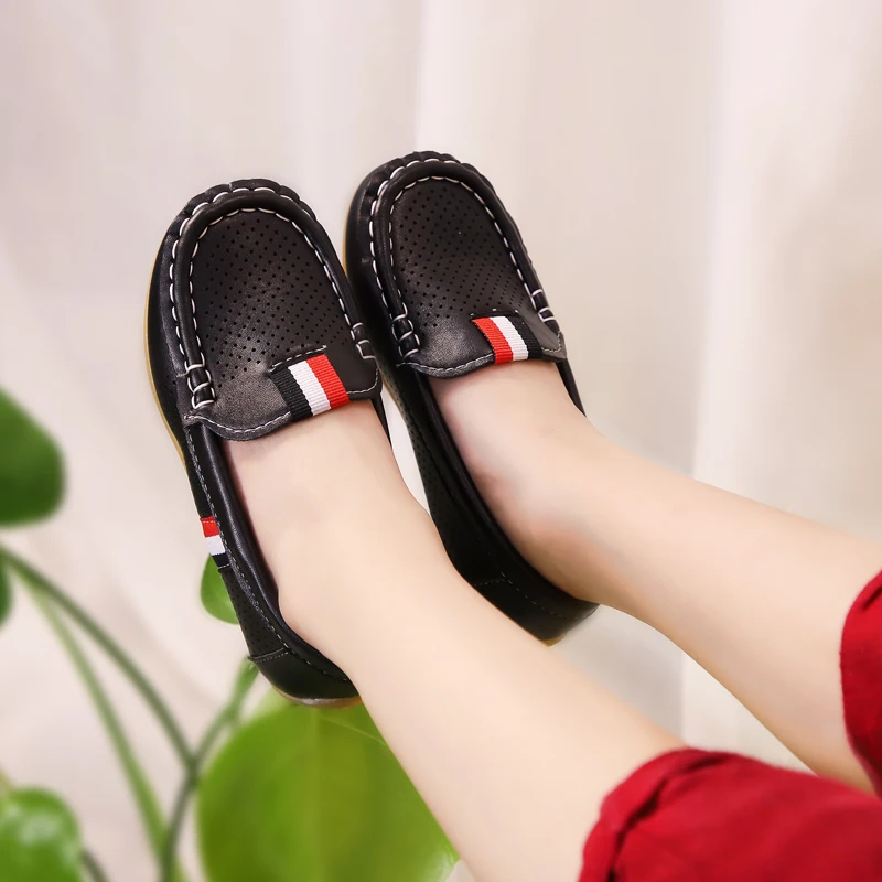 

Children Flats Breathable Moccasin Cut-outs Kids Leather Casual Shoes Fashion Baby Boys Girls Loafers Light Toddler Footwear