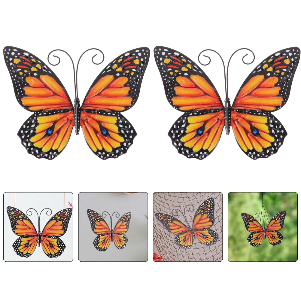 

2 Pcs Butterfly Wall Hanging Butterflies Decor Home Decorations Household Fence Sculpture Craft