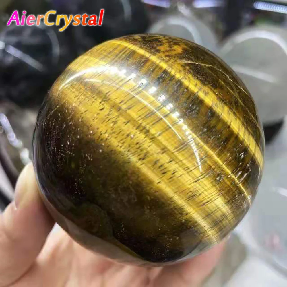 

Natural Crystal Ball Tiger Eye Stone Ball Decoration Yellow Tiger Eye Tiger Eye Stone Polishing Hand Play Piece Fitness Ball