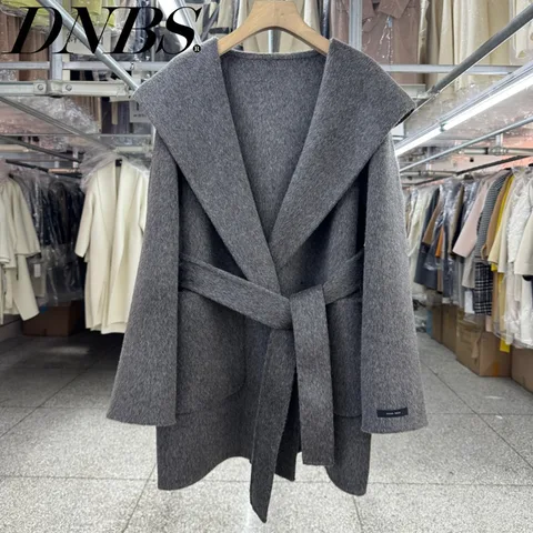 DNBS Женское шерстяное пальто серого цвета