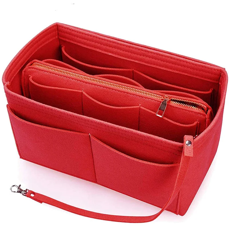 

Multi-Pocket Travel Insert Felt Organizer Bag Purse Handbag Portable Dorm Room Cosmetic Bathroom Organizer Bag for Brand Bags