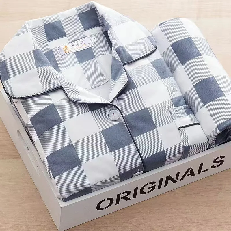 

Новый весенне-осенний Женский комплект из молочного шелка Ins, корейский Пижама с лацканами, Кардиган с длинным рукавом, длинные штаны, домаш...