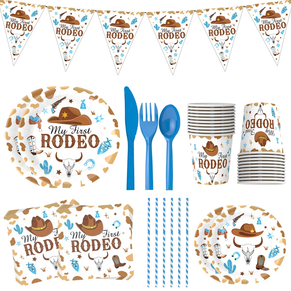 

Boys Rodeo Theme Birthday Party Decoration My First Rodeo Happy Birthday Disposable Tableware Kids Birthday Wonderful Tableware