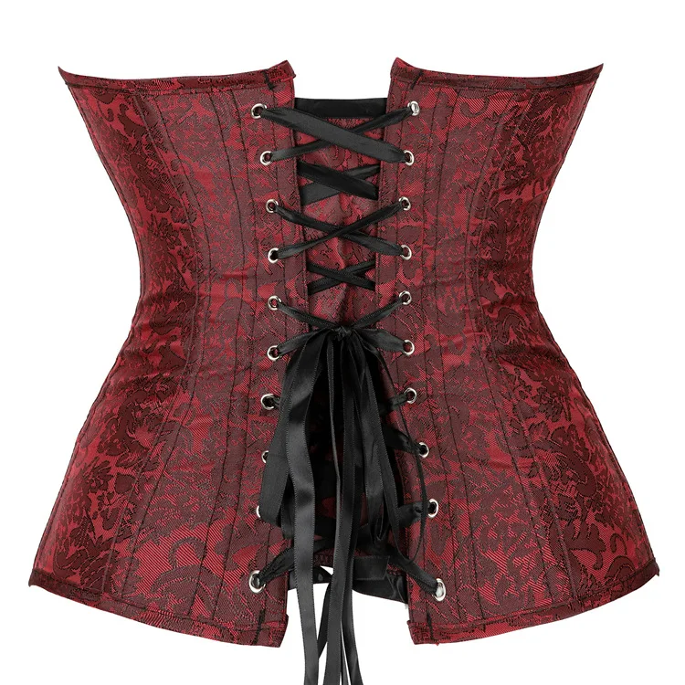 Whale Bone Overbust Corset Gaine Amincissante Femme Corsed Bordeau Gaine Ventre Corsetier Gothic Busk Burgundy Corses Tops Korse