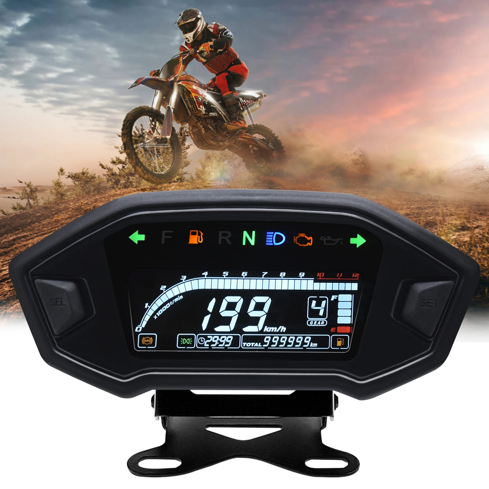 Мотоцикл Универсальный ЖК цифровой Подсветка одометр спидометр с об/мин