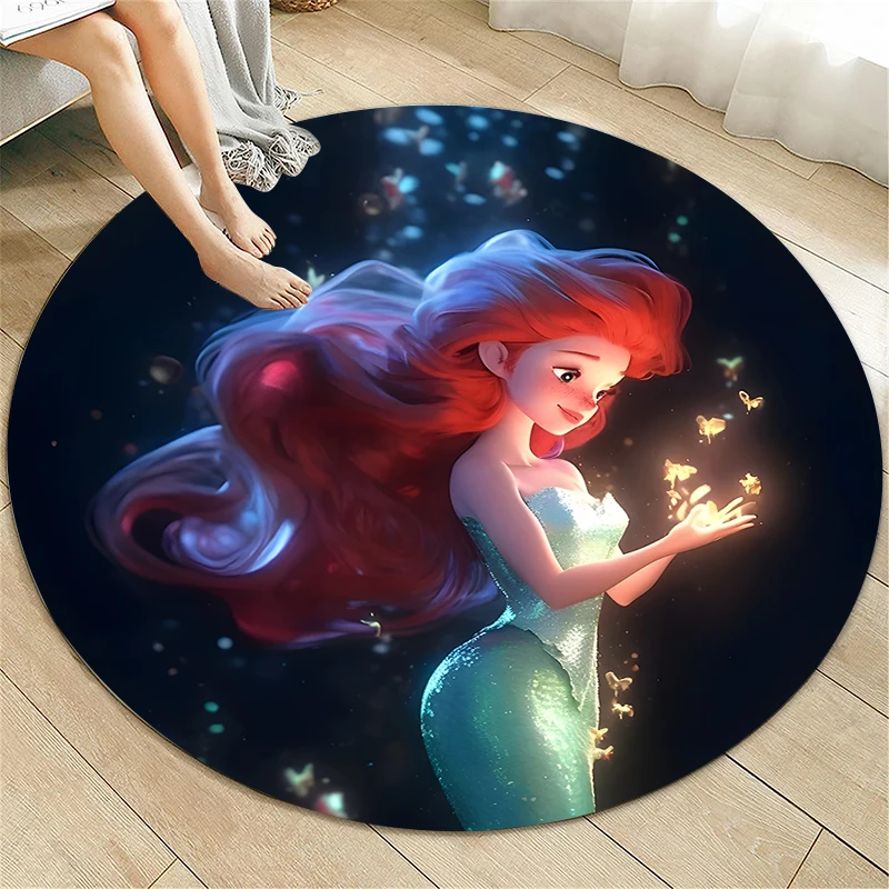 Мультяшный круглый ковер принцессы с HD-печатью для гостиной коврики милый
