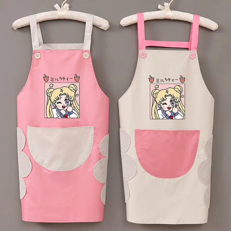 

Cute Japanese kitchen apron waterproof oil-proof waist-waisted restaurant bar attendant overalls cartoon picture nordic kitchen