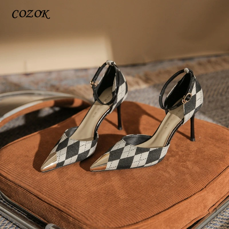 

Print Pump Heels Women Shoes Luxury High Heel Black Ladies Party Shoes 2022