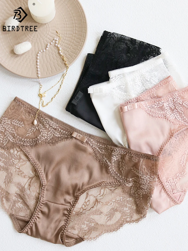

2 шт./партия, женские трусики с подкладкой из 100% натурального шелка, сексуальные кружевные трусы для здоровья, новинка 2023, повседневная одежда, Интимная одежда, U34614C
