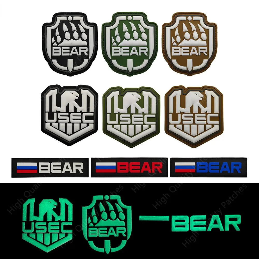

Escape From Tarkov PVC Arm Badge Magic Sticker USEC BEAR Glow-in-the-Dark Badge Backpack Sticker Night Identification Badge DIY