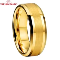 6mm 8mm gold tungsten carbide engagement ring for men women wedding bands brushed finish comfort fit