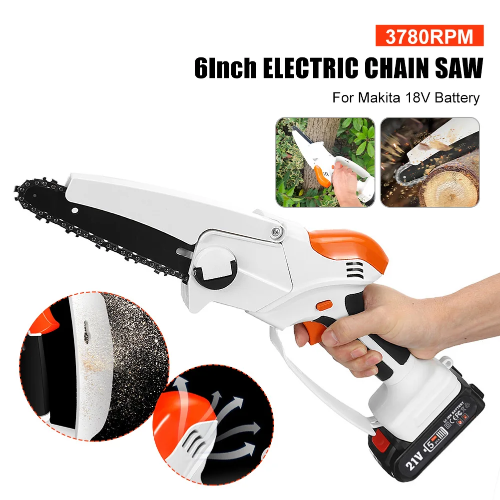 

6 inch 5m/s mini Electric Chain Saw Chainsaw 2 Batteries Pruning Garden Power Tool for Makita 18V Battery
