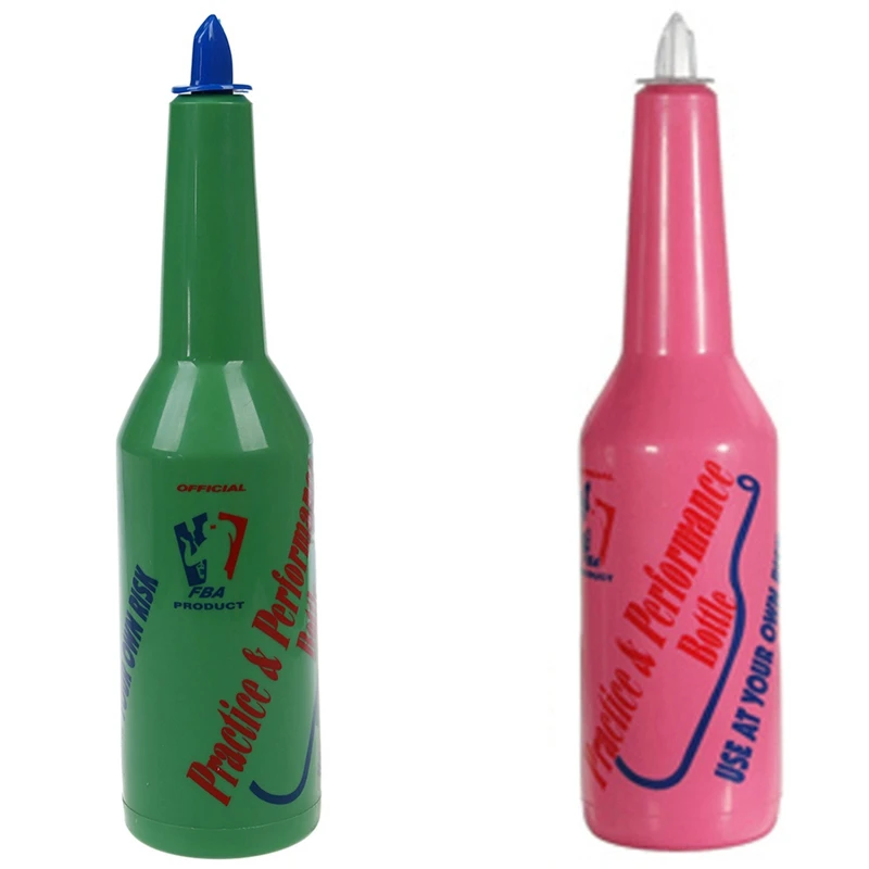 

2 Pcs Flair Bartender Bartending Practice Bar Pub Bottle Wine Cocktail Shaker, Green & Pink