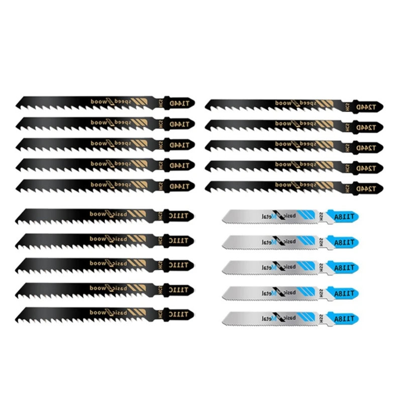 

20Pcs Jig Saw Blade Jigsaw Blades Set Metal Wood Assorted Blades Woodworking T144D/T244D/T118A/T111C