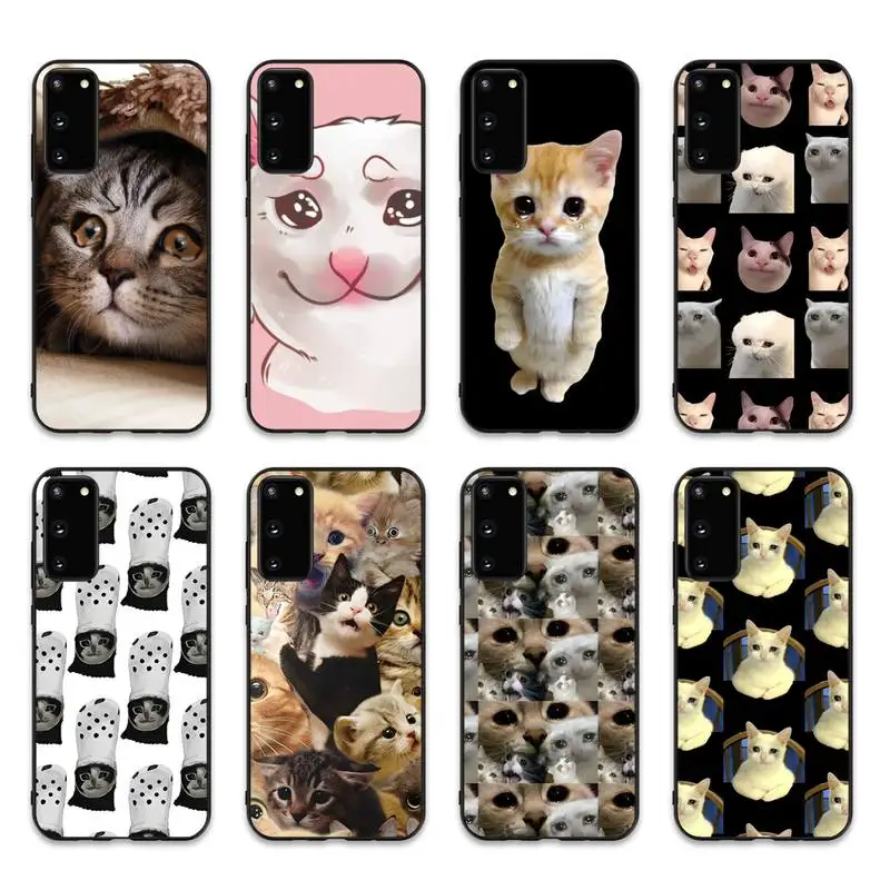 

Crying Cat Phone Case for Samsung S10 21 20 9 8 plus lite S20 UlTRA 7edge
