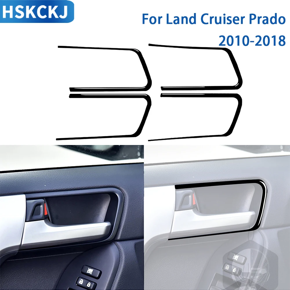 

Аксессуары для Toyota Land Cruiser Prado 2010-2018, черные пластиковые автомобильные внутренние дверные ручки, рамка, отделка, наклейка, украшение
