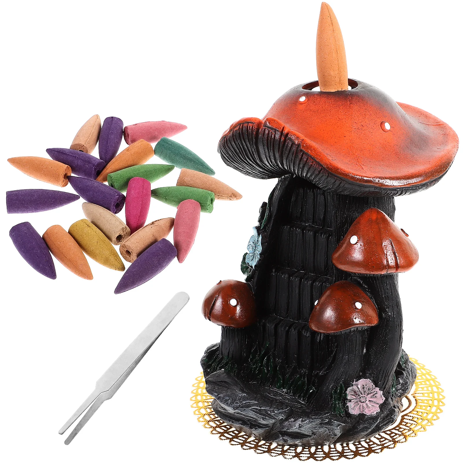 

Mushroom Backflow Censer Chic Holder Portable Burner Aroma Ornament Resin Stove