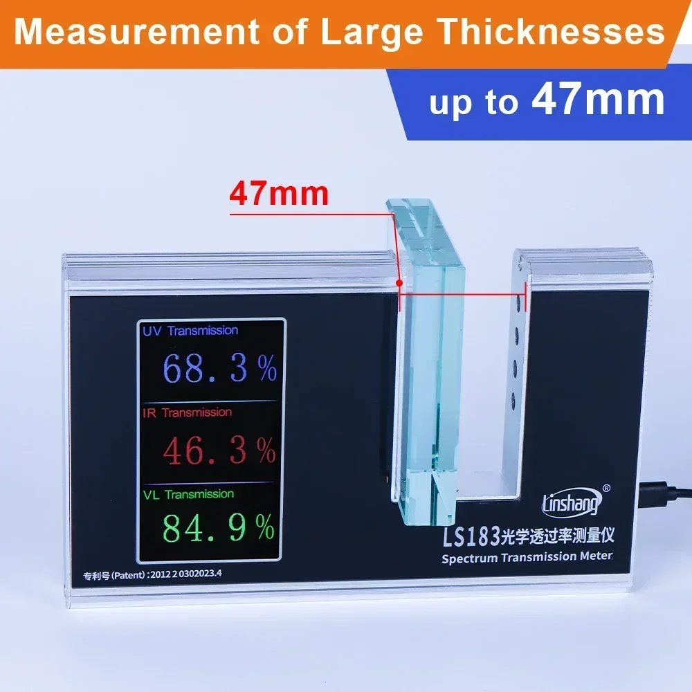 RTS LS183 Прозрачные материалы VLT 365 нм УФ 940 ИК-измеритель пропускания света 47 мм слот