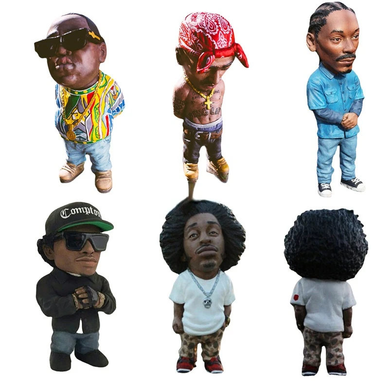 

10CM Hip Hop Singer Resin 2 Statue Pac Figurines Rapper Star Sculpture Modern Art Resin Crafts for Desktop Decoration Home Decor