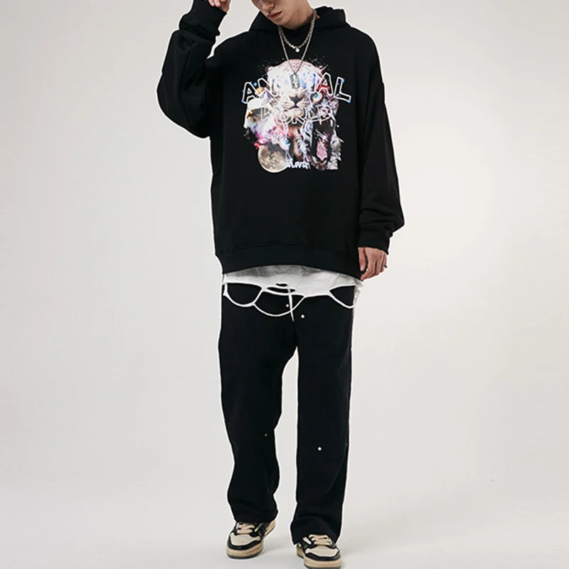 Толстовка мужская оверсайз с длинным рукавом модная повседневная Уличная одежда