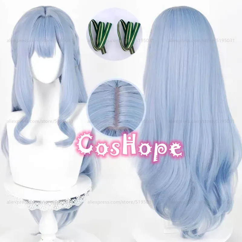 Togawa Sakiko Косплей Парик 84 см Длинный Прямой Серебристо-Синий Аниме Термостойкие