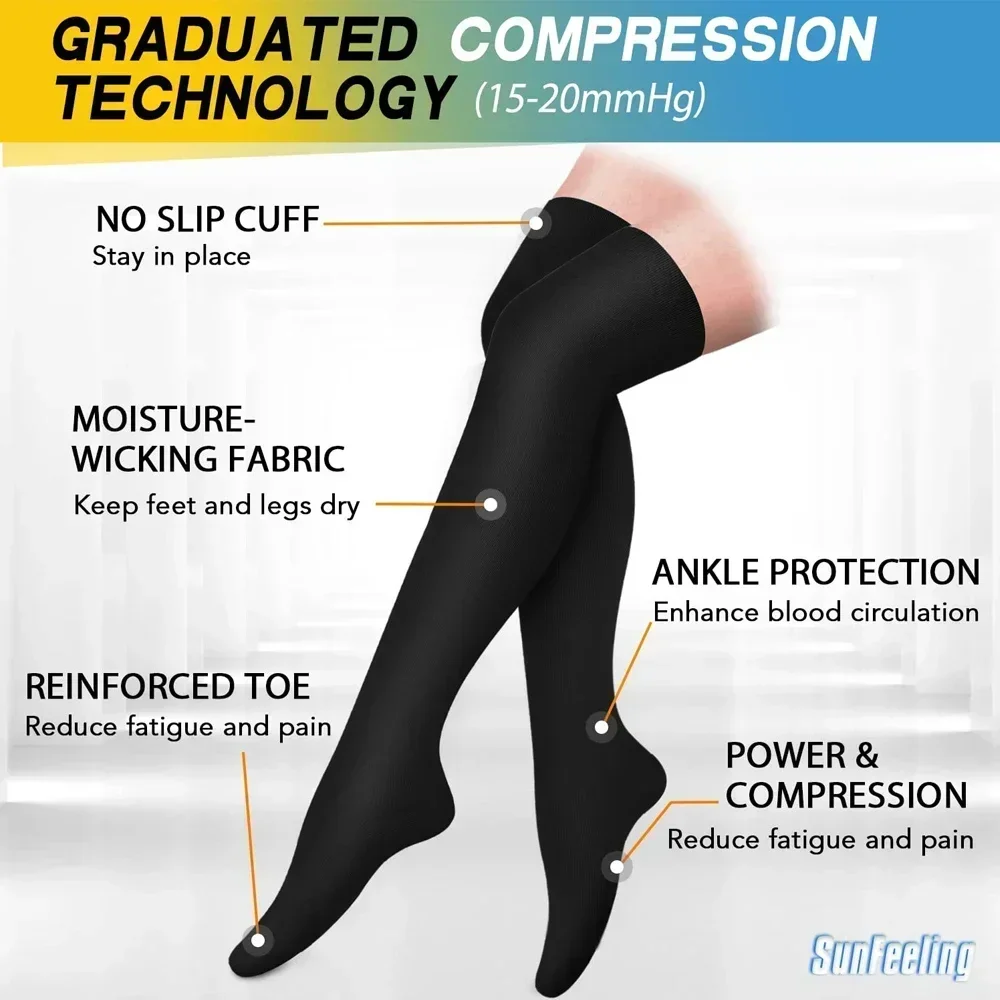 1 пара компрессионные чулки для мужчин и женщин 20-30 мм рт. Ст.