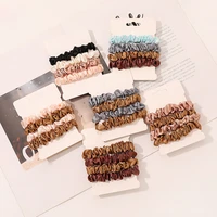 4pcs silk skinnies small scrunchie set hair ties ropes rubber bands skinny scrunchy elastics ponytail holders for women girls
