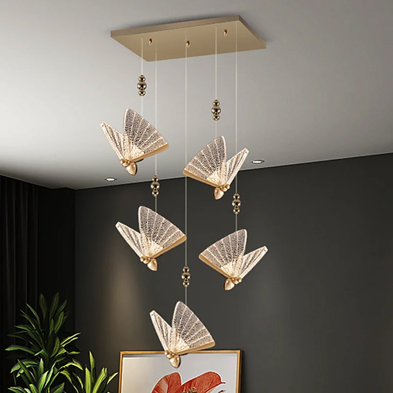 

Modern Minimalist Acrylic Colorful Butterfly Chandelier Living Room Villa Insect Home Ceiling Lamp Pendant Indoor Lighting