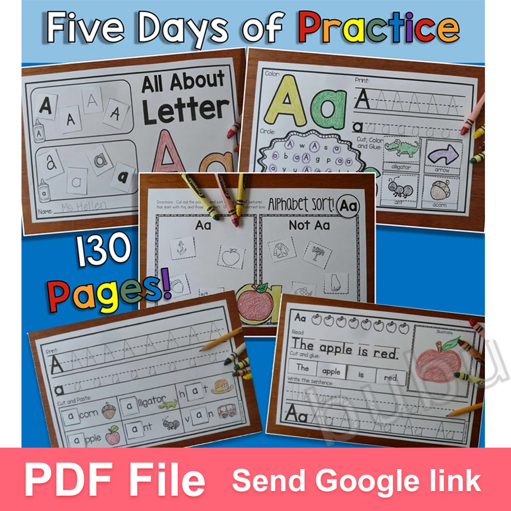 

5 style of 130 Pages Letter of the Week Alphabet Books Practice Worksheets learning workbook