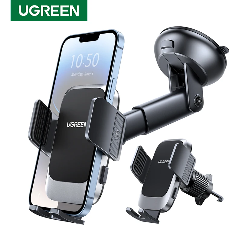 

Держатель для телефона автомобильный Ugreen, автомобильная подставка 3 в 1 для iPhone 14 13 12 Pro, Xiaomi, Samsung с креплением на решетку вентиляции и гравитационной приборной панели