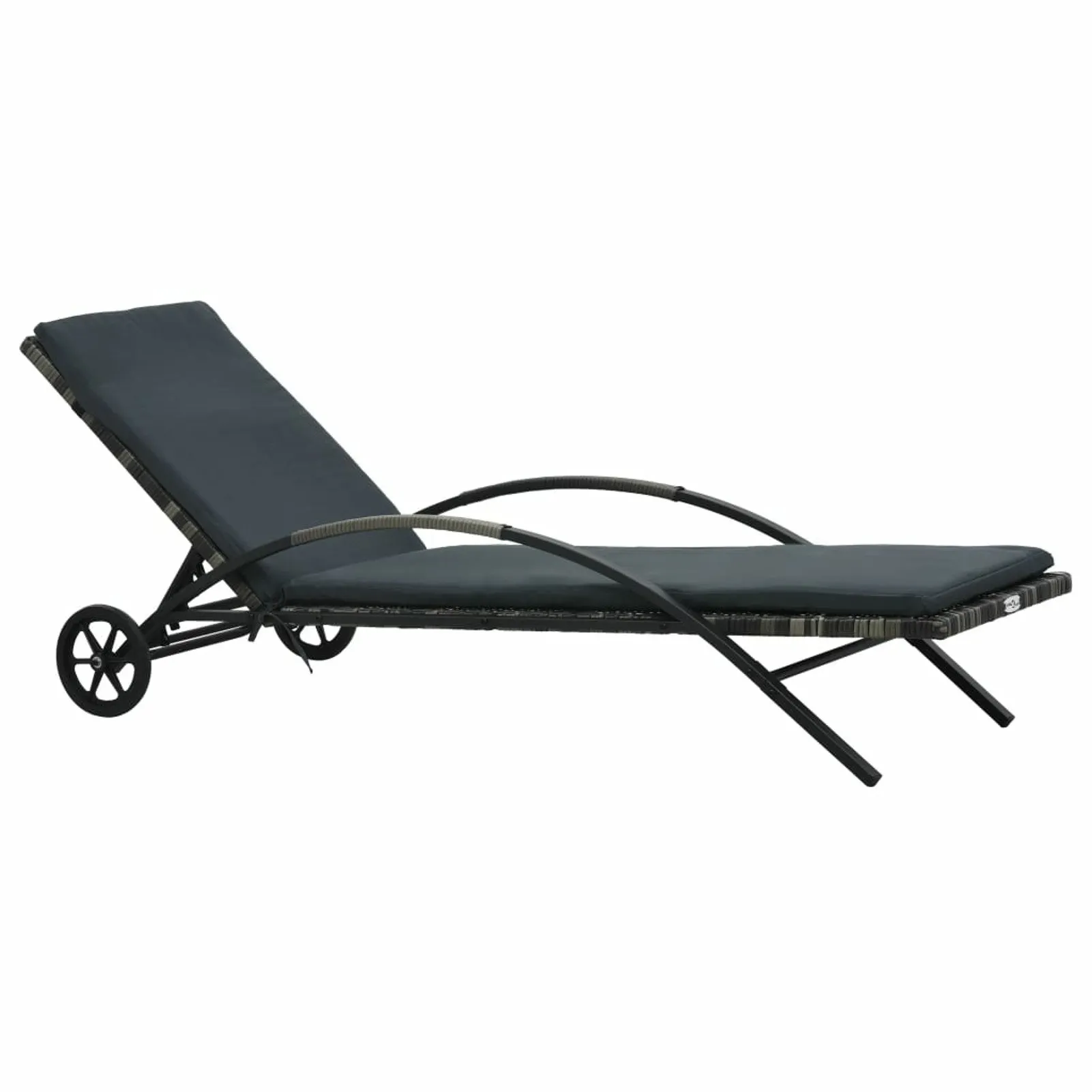 

Sun Lounger with Cushion & Wheels Poly Rattan Anthracite
