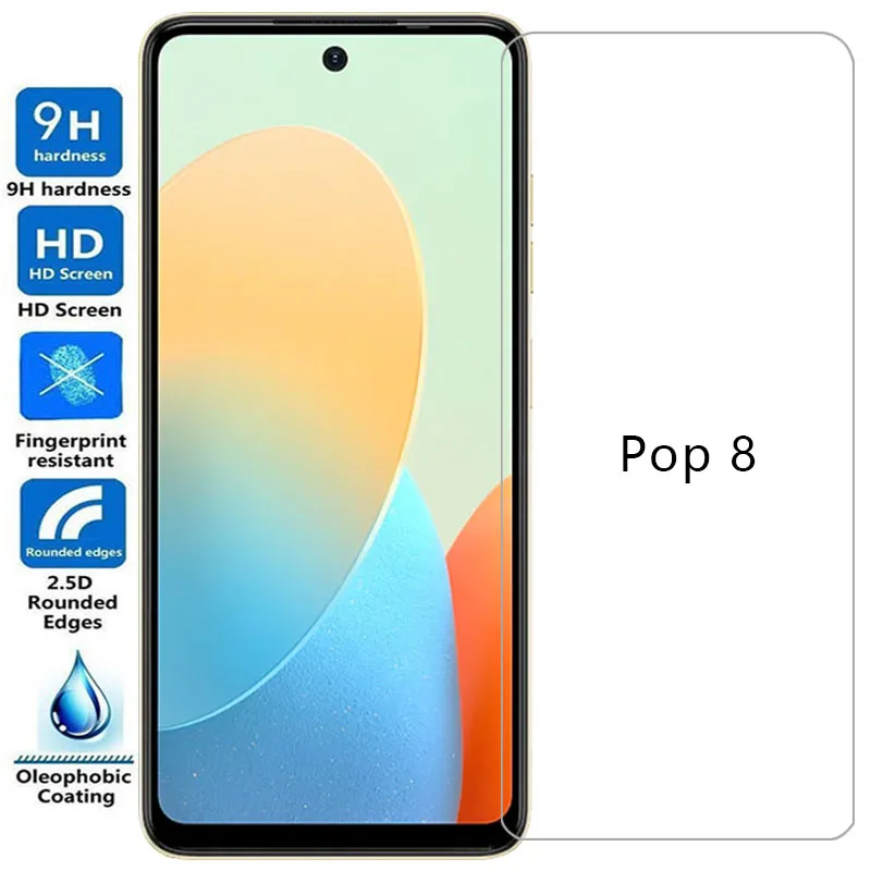 Протектор экрана для tecno pop 8 защитное закаленное стекло на технике pop8 пленка