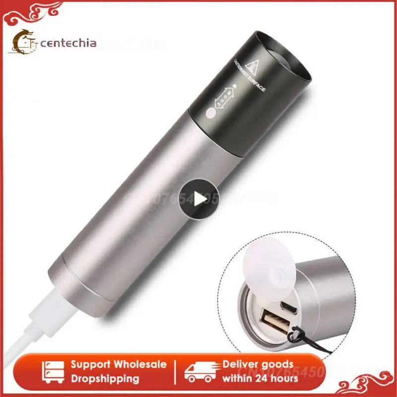 

Mini Flashlight Strong Light Aluminum Alloy Zoom Torches Portable Flashlight USB Rechargeable Emergency Hiking Camping Light